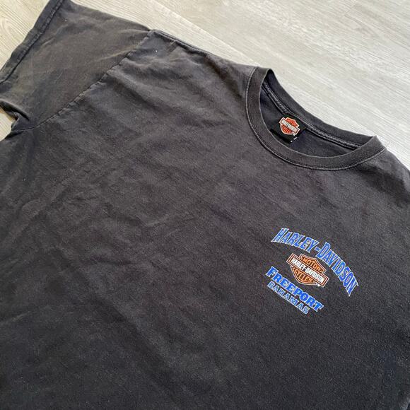 Harley Davidson Mens Freeport Bahamas Motorcycle Biker Black Tee Size 2XL - Picture 4 of 6